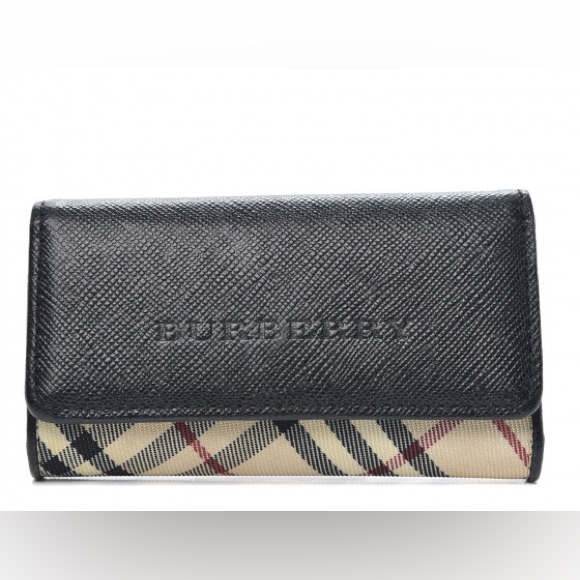 Burberry Burberry Nova Check 4 Key Holder Case Black And Beige Euc